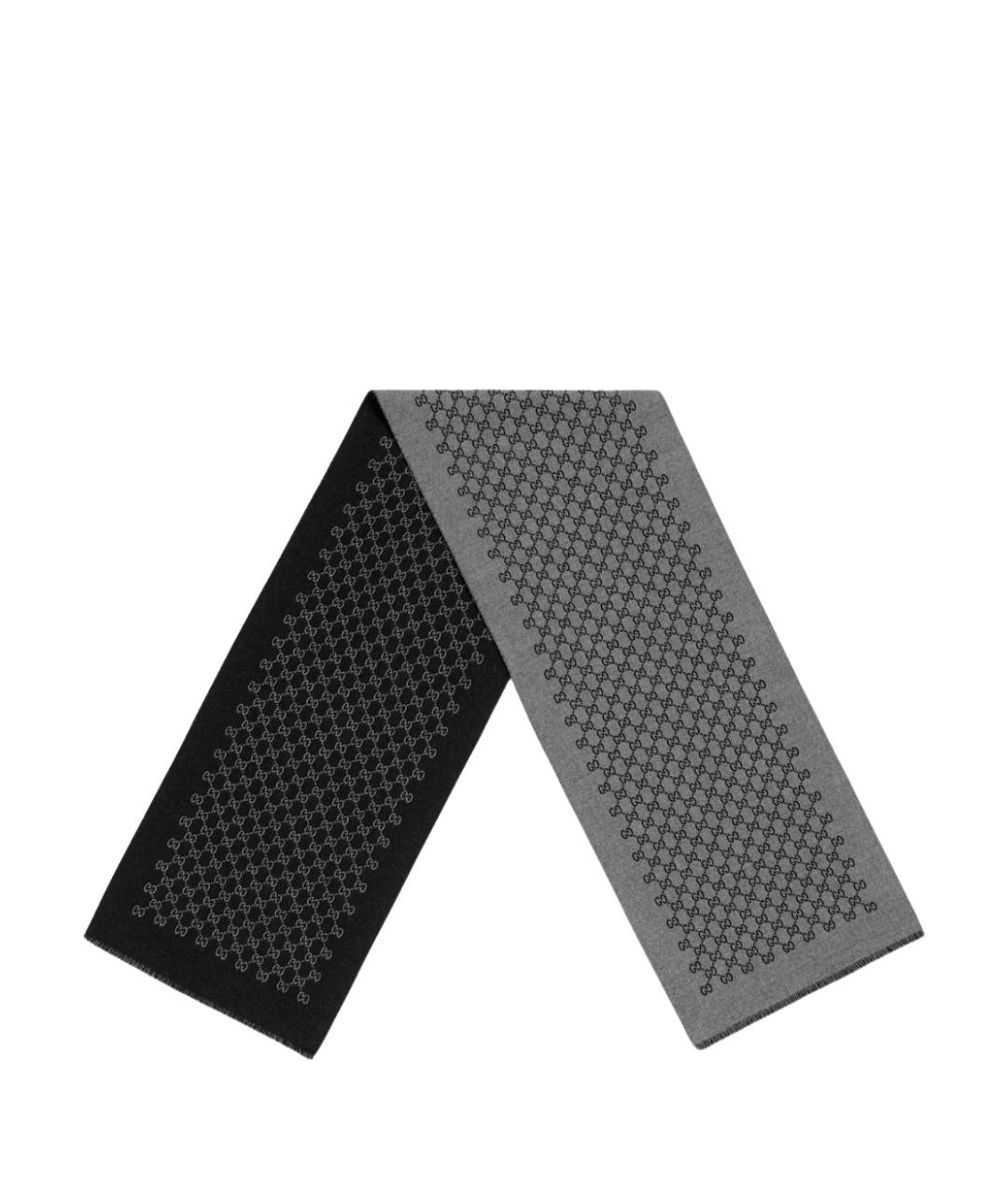 GUCCI Серый шерстяной шарф, фото 2