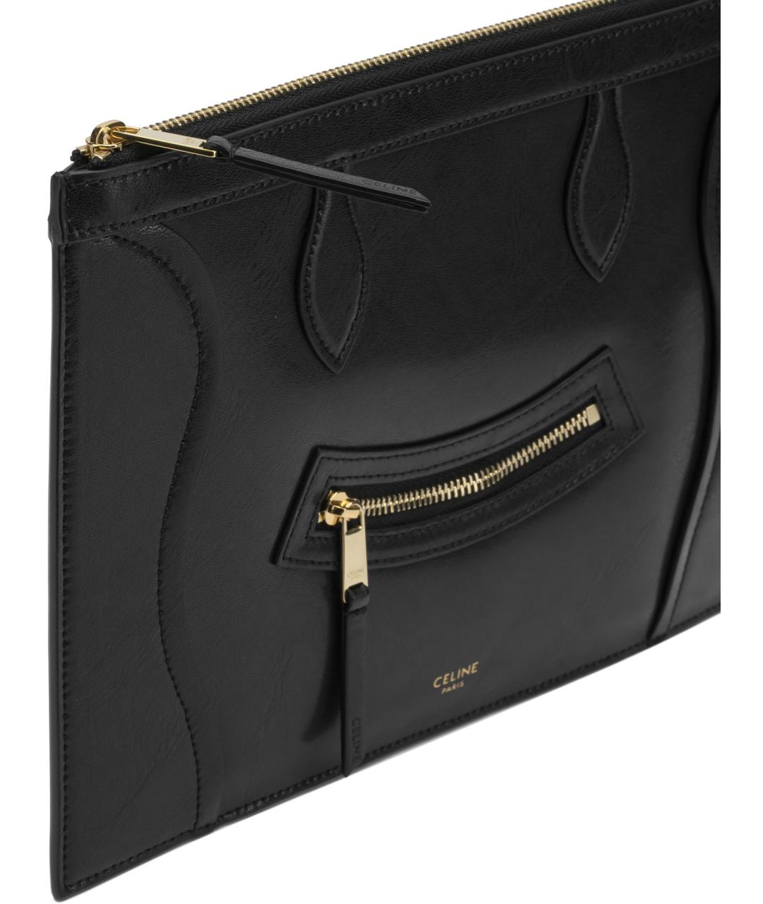 CELINE Черная кожаная сумка с короткими ручками, фото 4