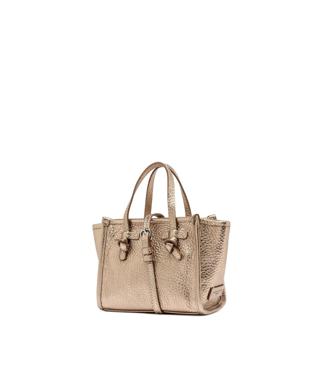 Gianni Chiarini Золотая кожаная сумка с короткими ручками, фото 3