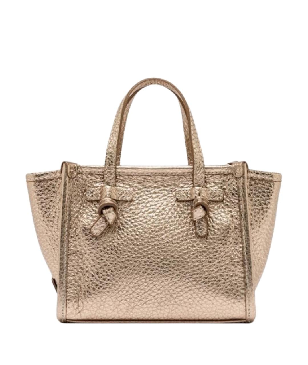 Gianni Chiarini Золотая кожаная сумка с короткими ручками, фото 1