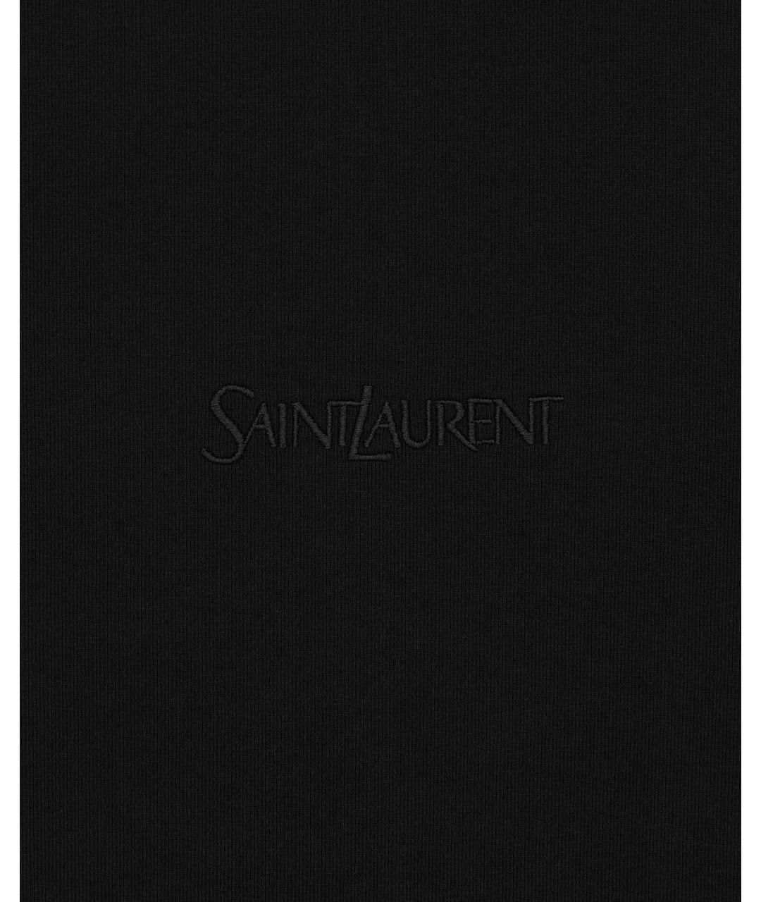 SAINT LAURENT Черная хлопковая футболка, фото 2