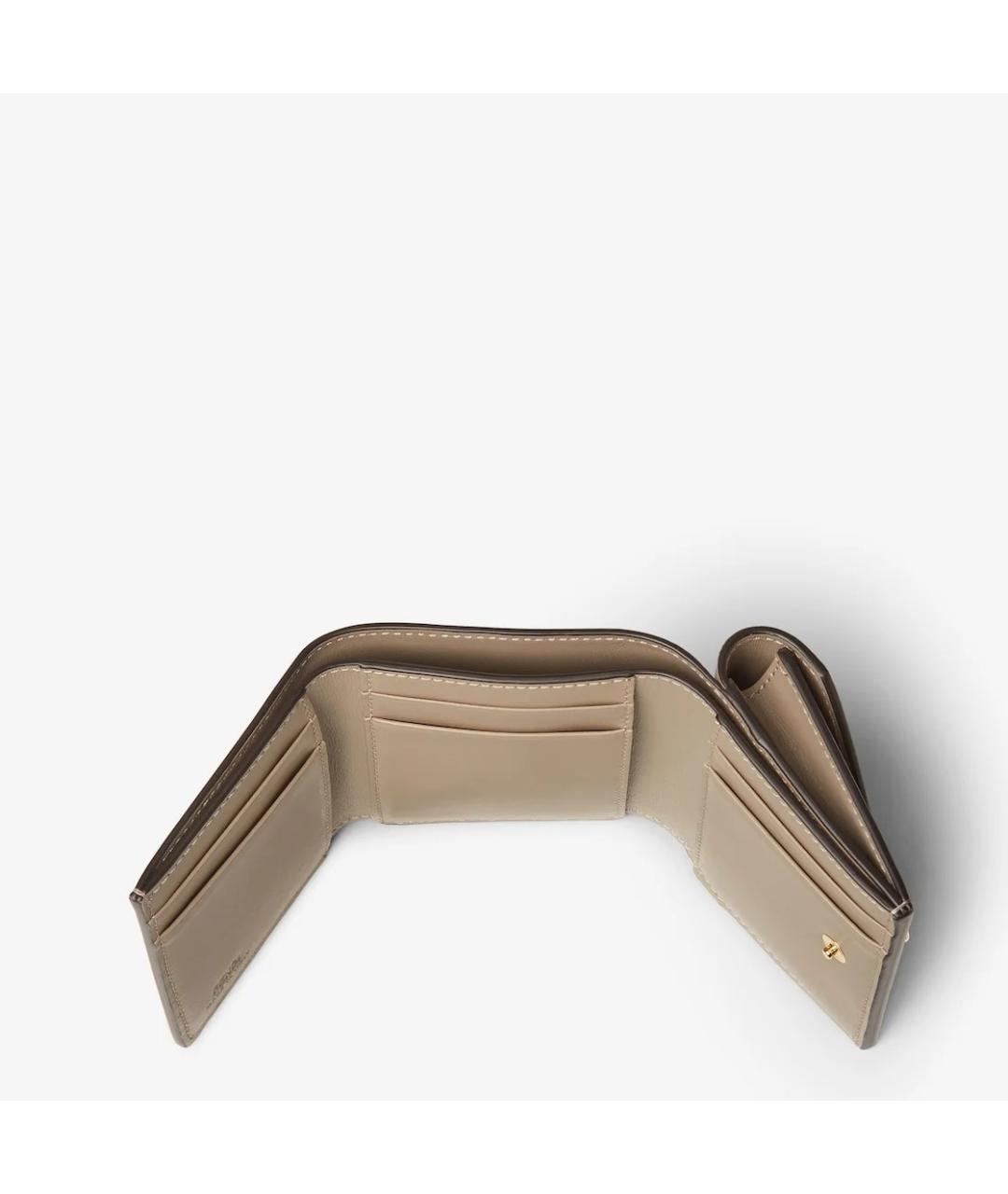 FENDI Бежевый кожаный кошелек, фото 4