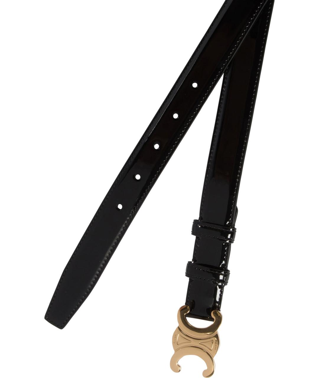 CELINE Черный ремень из лакированной кожи, фото 2