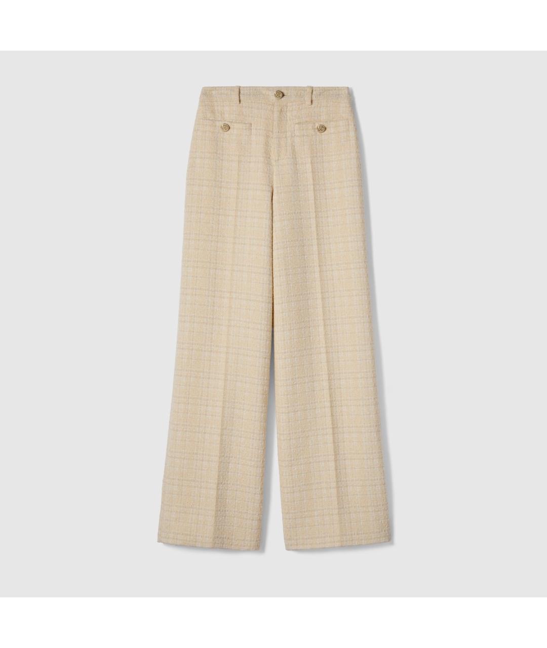 GUCCI Бежевые хлопковые брюки широкие, фото 1