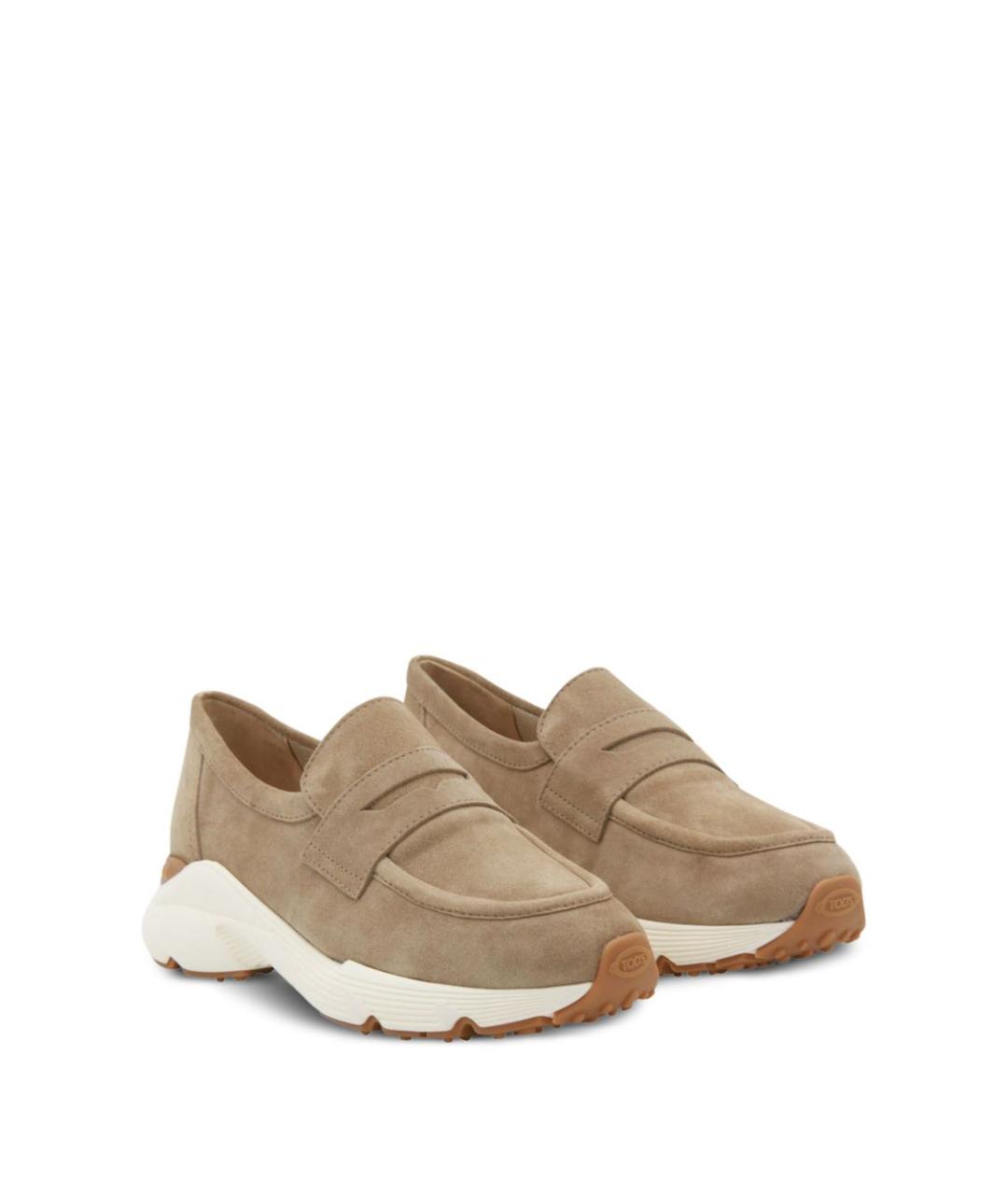 TOD'S Бежевые замшевые лоферы, фото 2