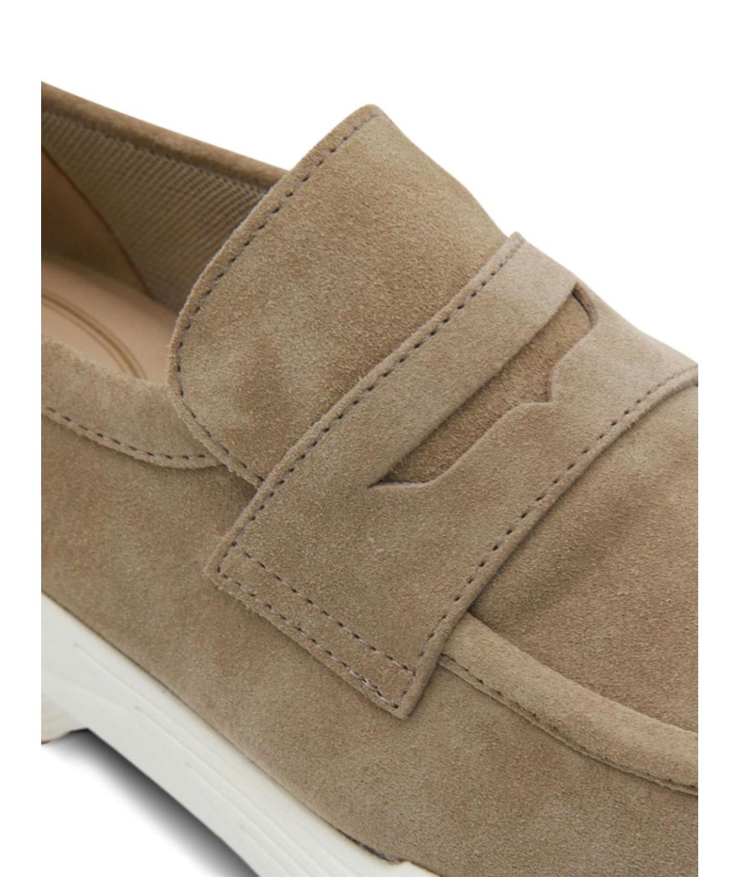 TOD'S Бежевые замшевые лоферы, фото 4