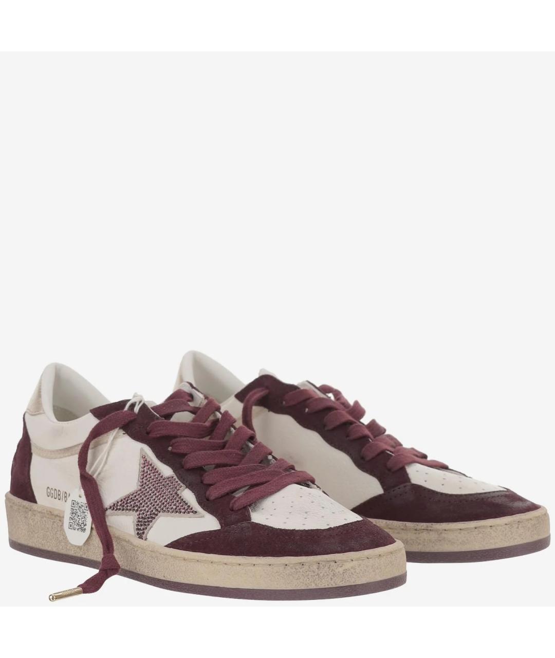 GOLDEN GOOSE DELUXE BRAND Бордовые кожаные кроссовки, фото 4
