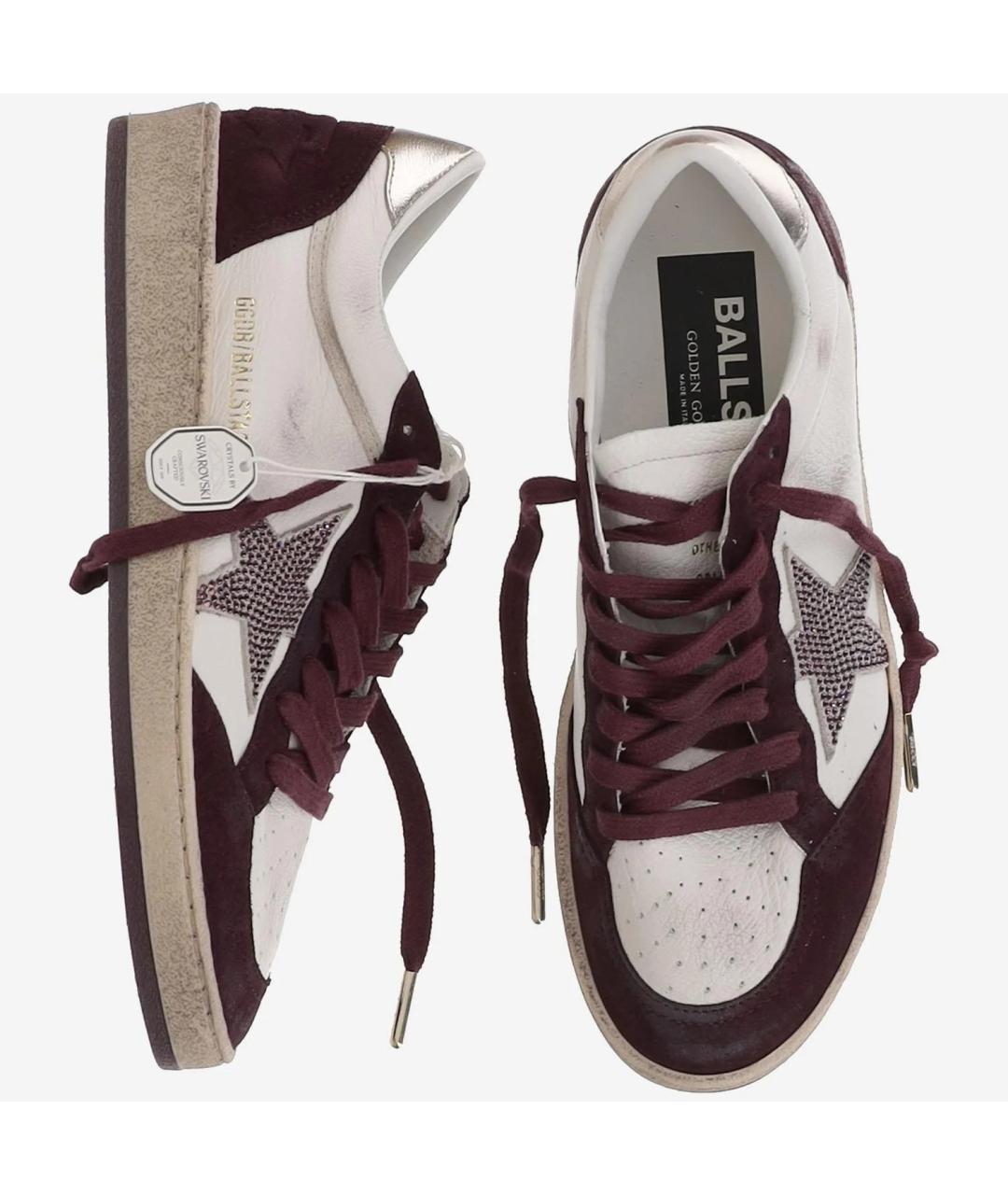 GOLDEN GOOSE DELUXE BRAND Бордовые кожаные кроссовки, фото 2