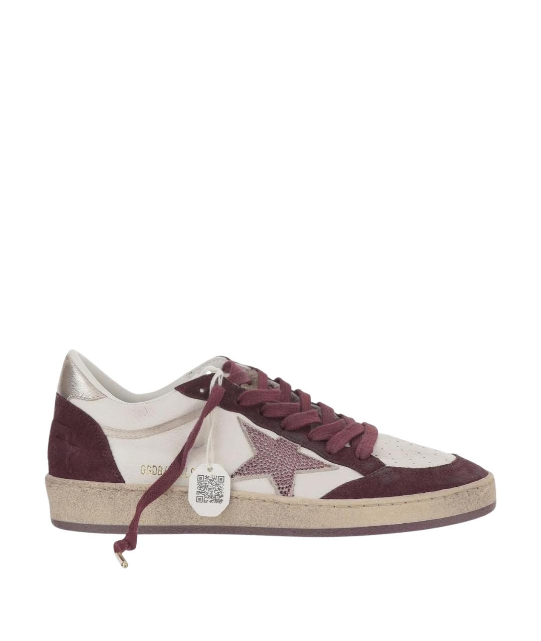 GOLDEN GOOSE DELUXE BRAND Бордовые кожаные кроссовки, фото 1