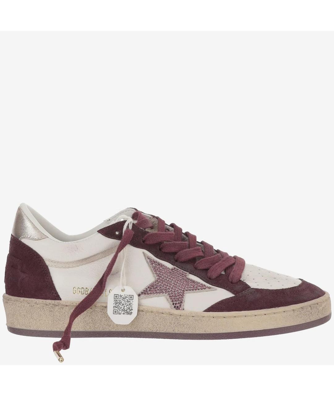 GOLDEN GOOSE DELUXE BRAND Бордовые кожаные кроссовки, фото 5