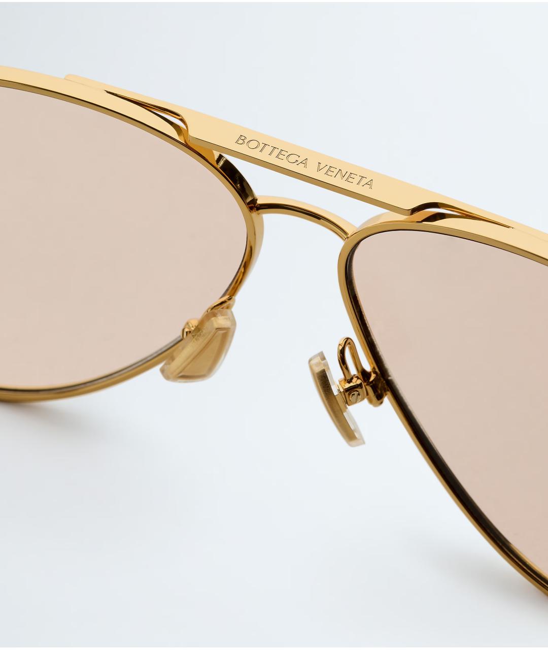 BOTTEGA VENETA Золотые металлические солнцезащитные очки, фото 3
