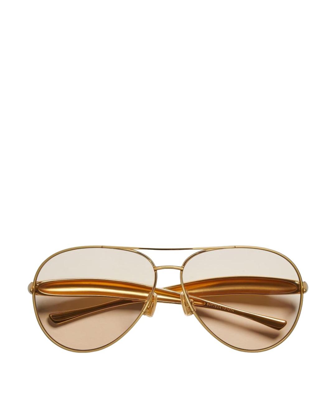 BOTTEGA VENETA Золотые металлические солнцезащитные очки, фото 1