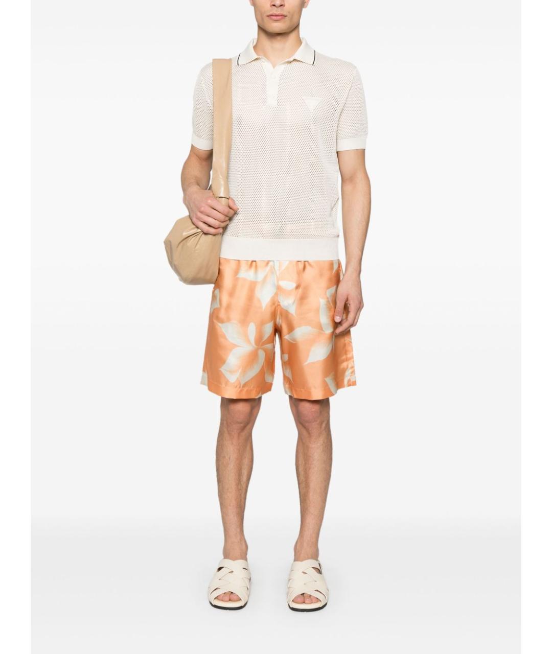 PRADA Белое хлопковое поло с коротким рукавом, фото 4