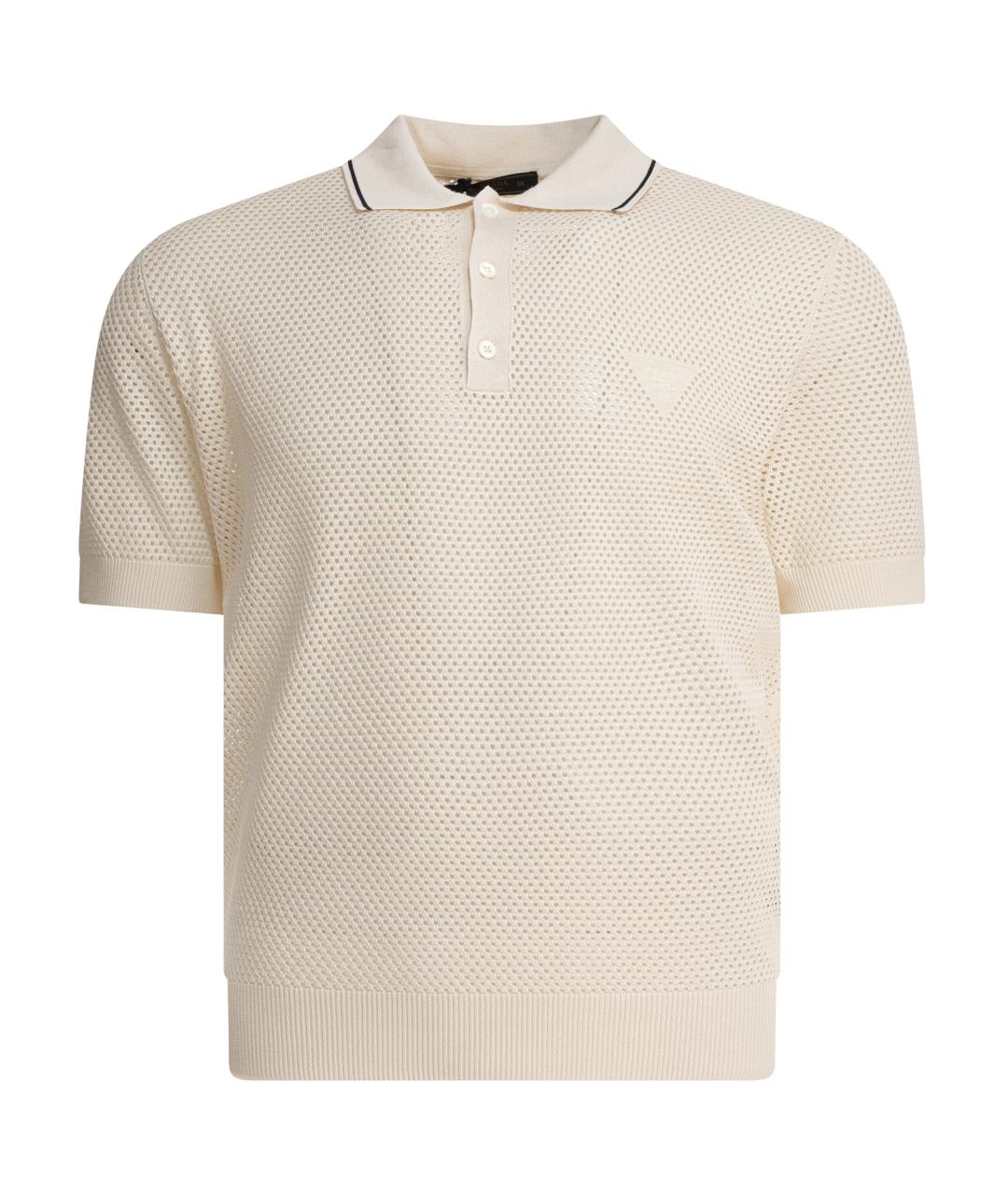 PRADA Белое хлопковое поло с коротким рукавом, фото 1