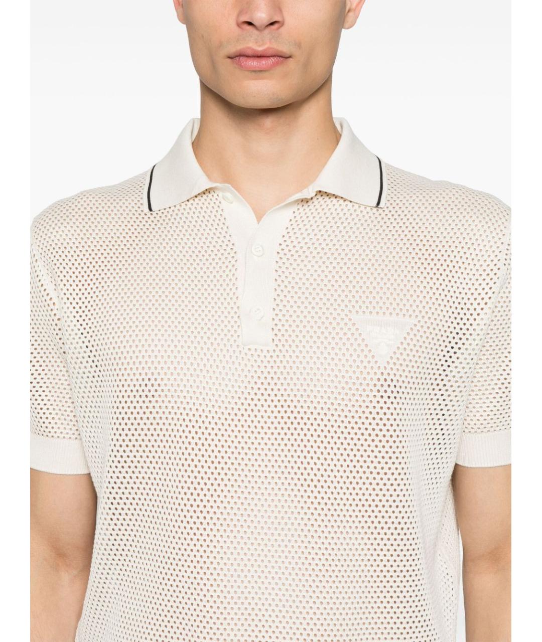 PRADA Белое хлопковое поло с коротким рукавом, фото 3