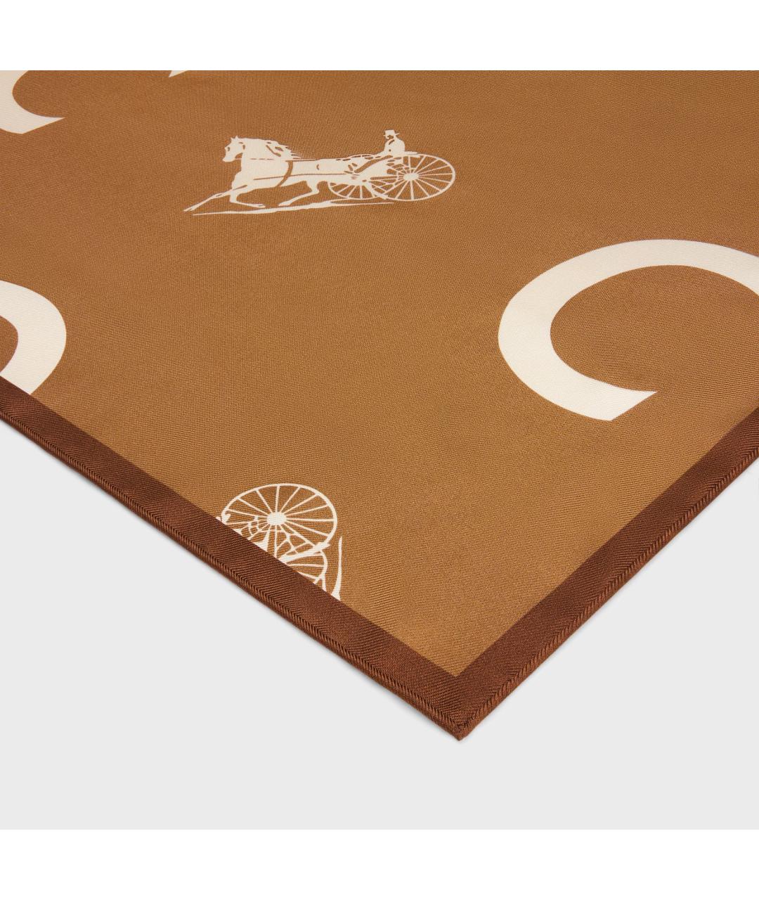 CELINE Бежевый шелковый шарф, фото 3