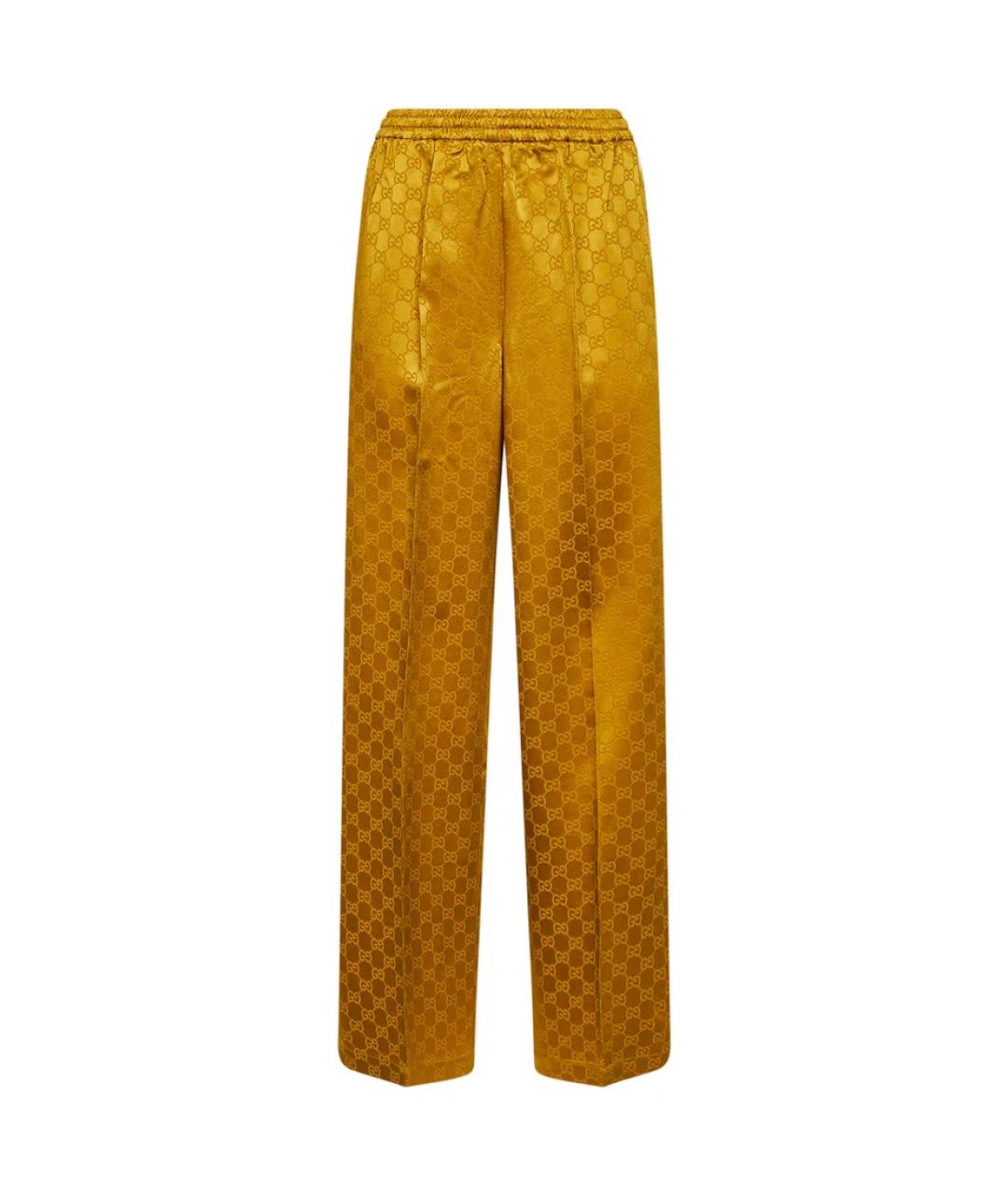 GUCCI Бежевые вискозные прямые брюки, фото 1