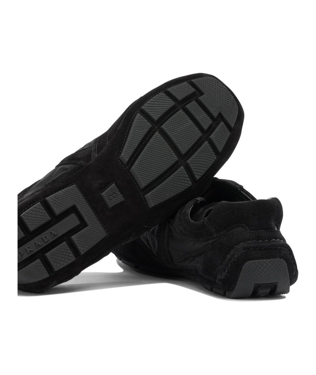 PRADA Черные синтетические низкие кроссовки / кеды, фото 5