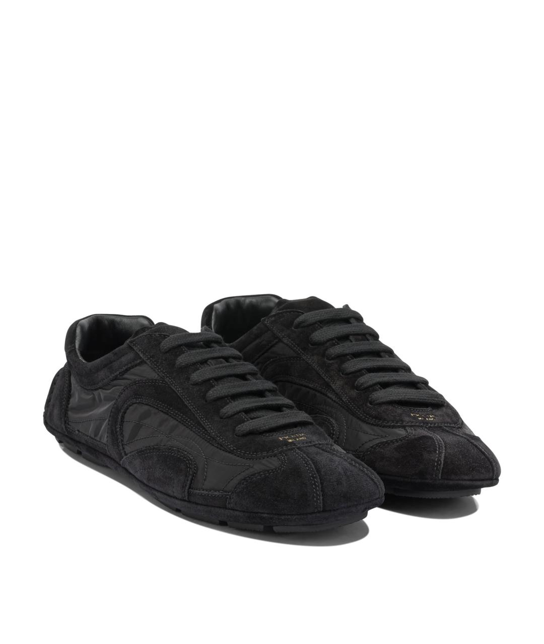 PRADA Черные синтетические низкие кроссовки / кеды, фото 2