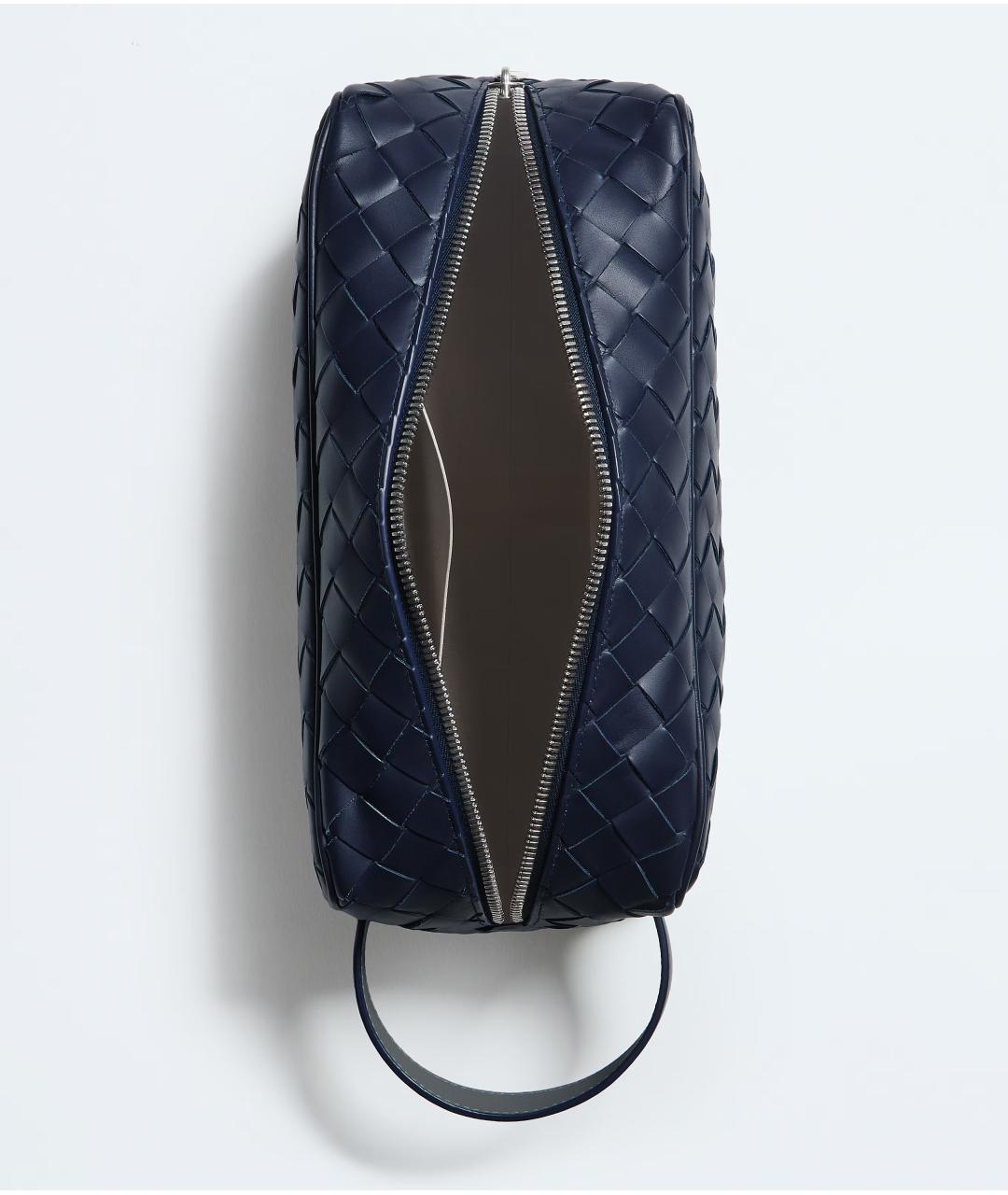 BOTTEGA VENETA Синяя кожаная барсетка, фото 2