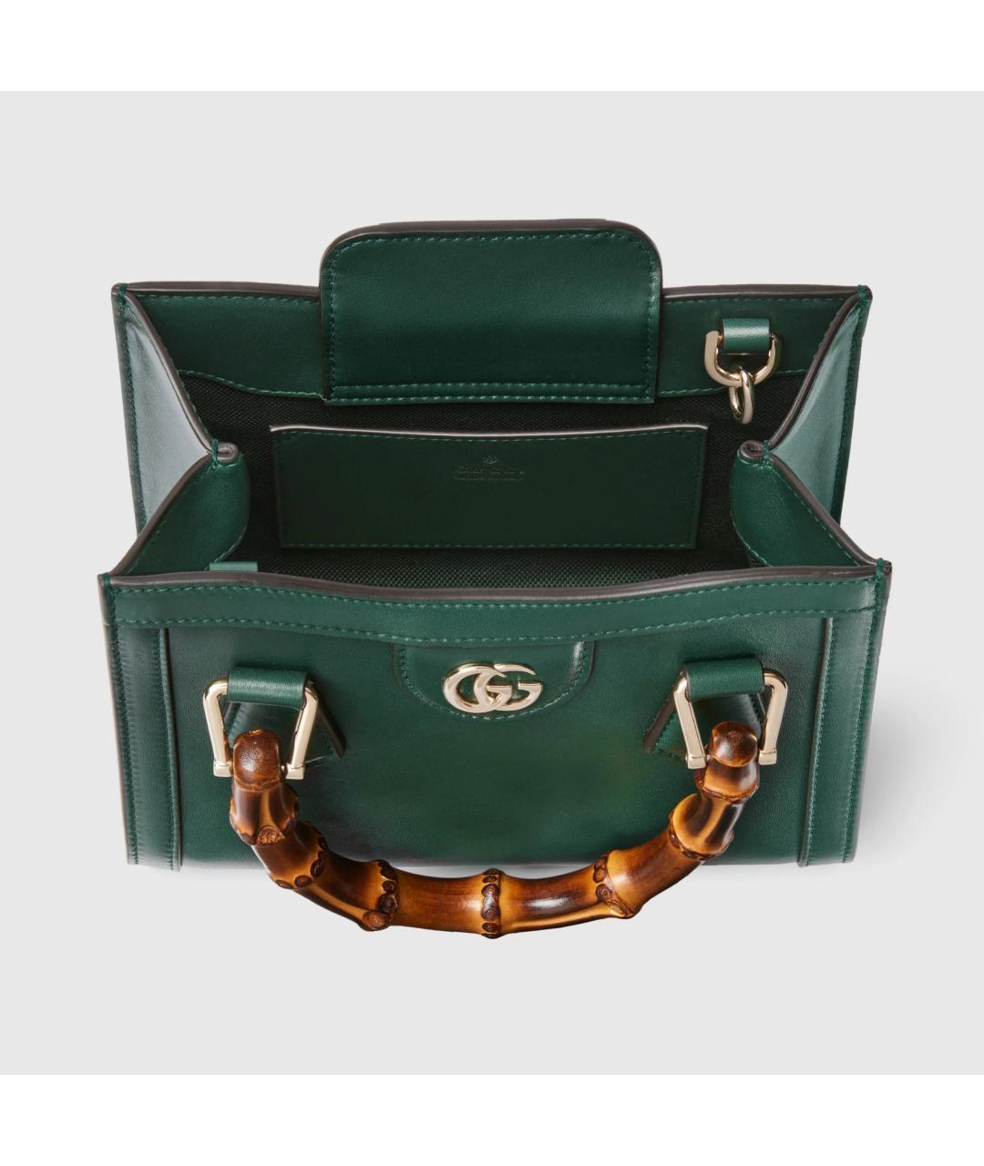 GUCCI Зеленая кожаная сумка с короткими ручками, фото 6