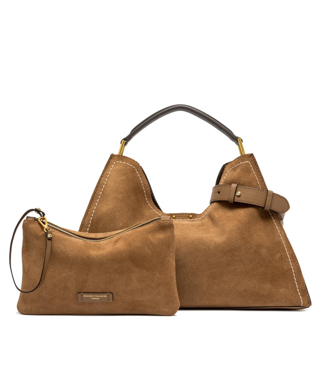 Gianni Chiarini Коричневая кожаная сумка с короткими ручками, фото 3