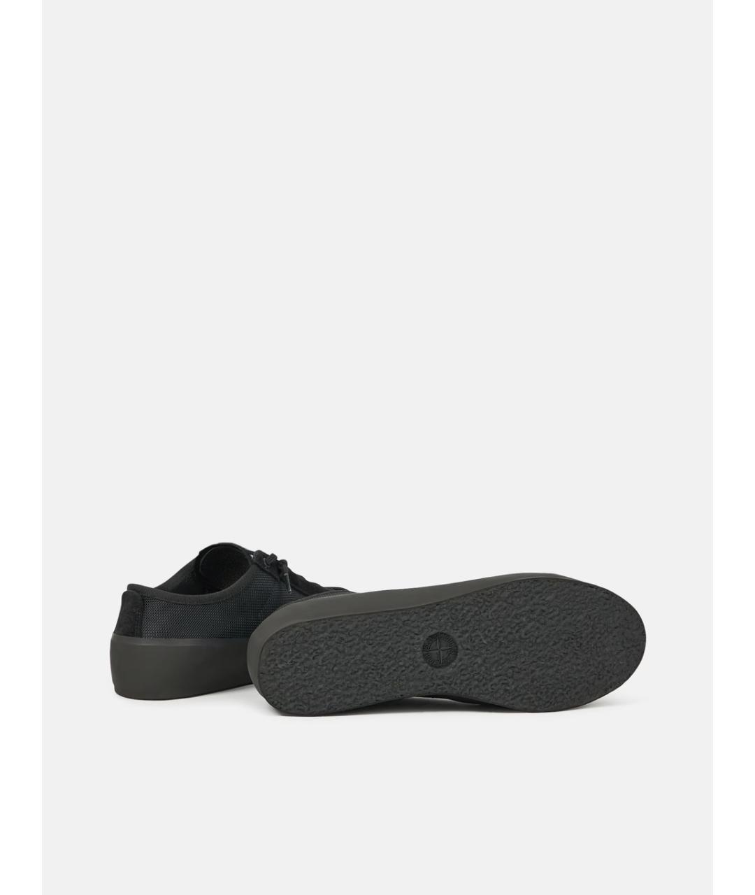 STONE ISLAND Черные кожаные низкие кроссовки / кеды, фото 4