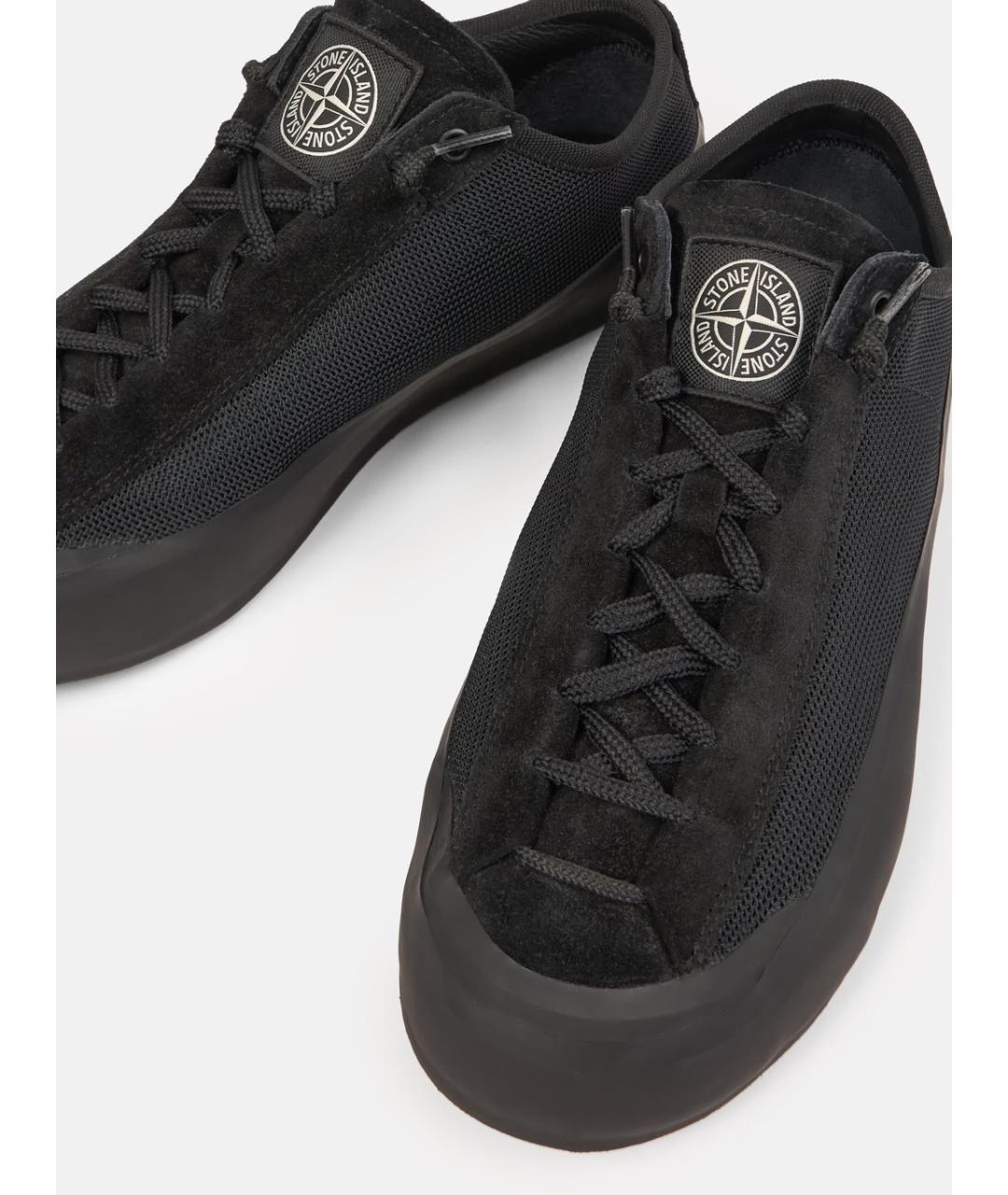 STONE ISLAND Черные кожаные низкие кроссовки / кеды, фото 5