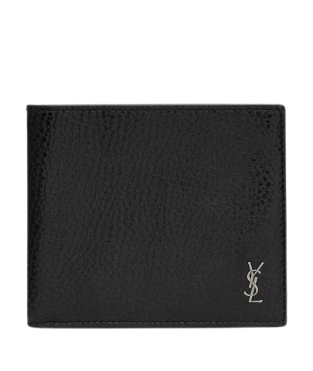 SAINT LAURENT Черный кожаный кошелек, фото 1