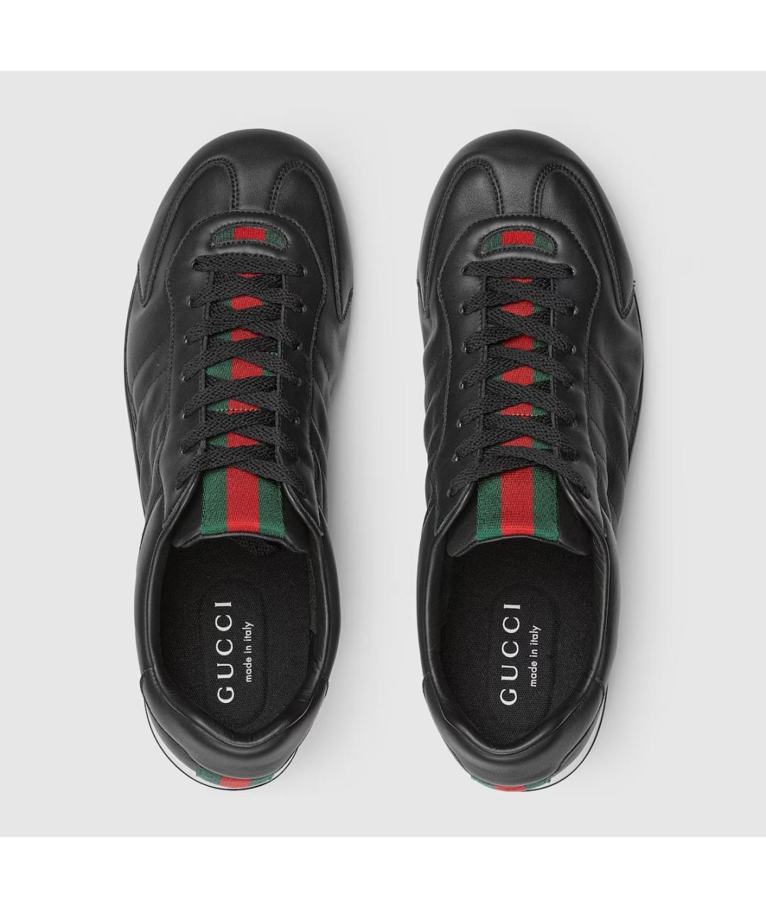 GUCCI Черные кожаные низкие кроссовки / кеды, фото 5