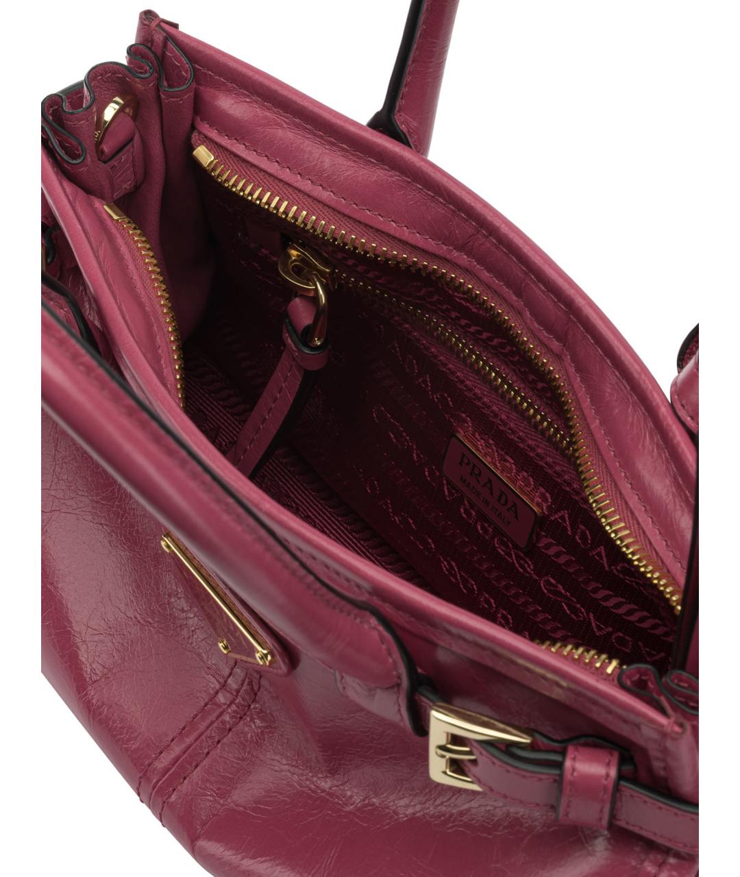 PRADA Розовая кожаная сумка с короткими ручками, фото 2