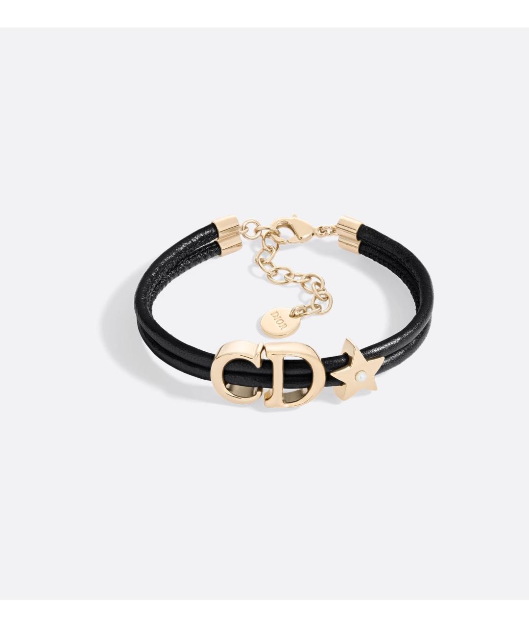 CHRISTIAN DIOR Черный кожаный браслет, фото 3
