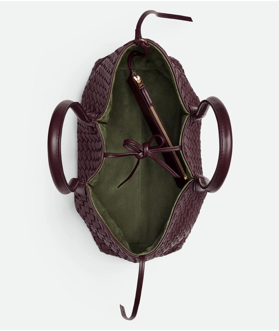 BOTTEGA VENETA Бордовая кожаная сумка с короткими ручками, фото 2