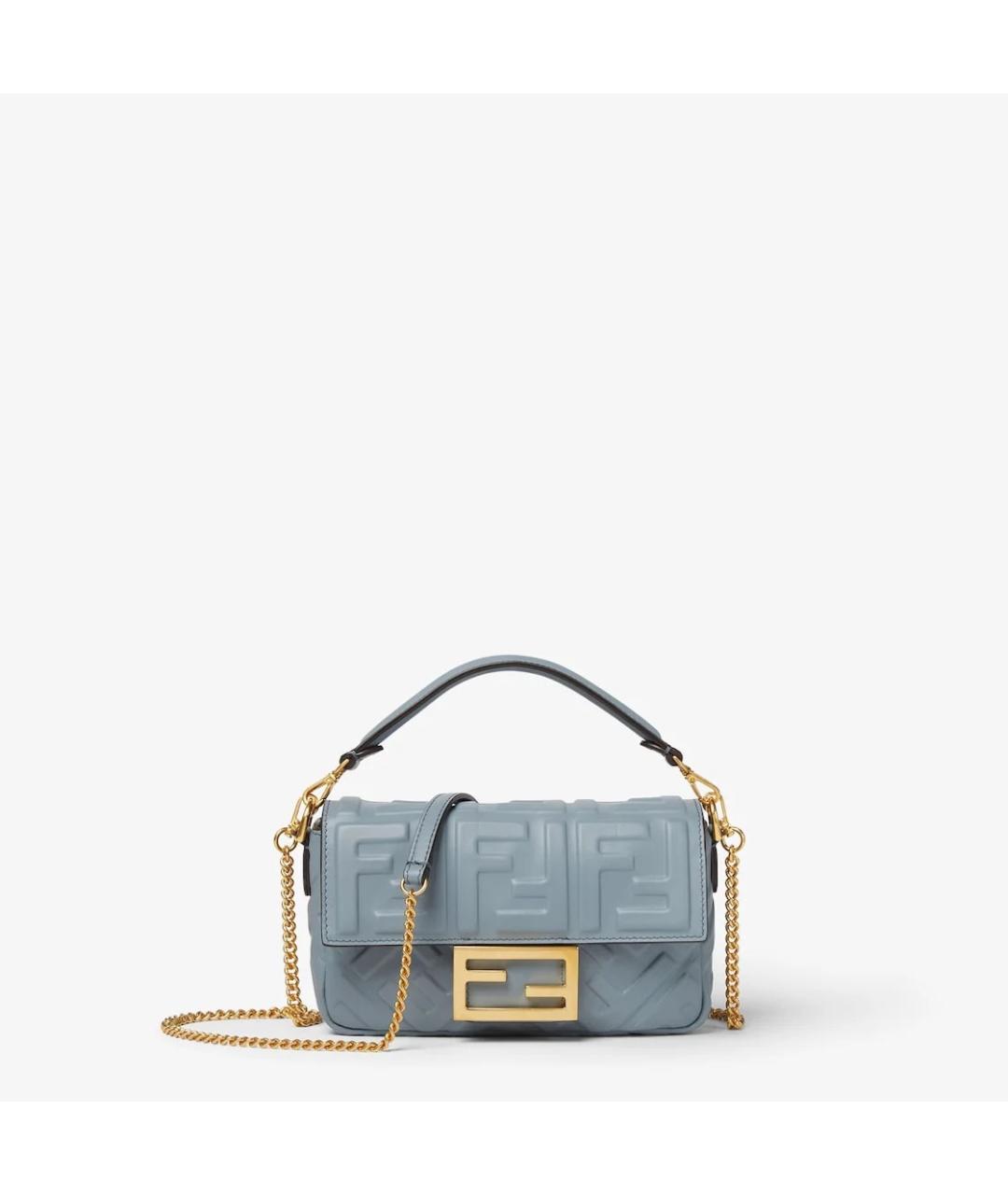 FENDI Голубая кожаная сумка с короткими ручками, фото 1