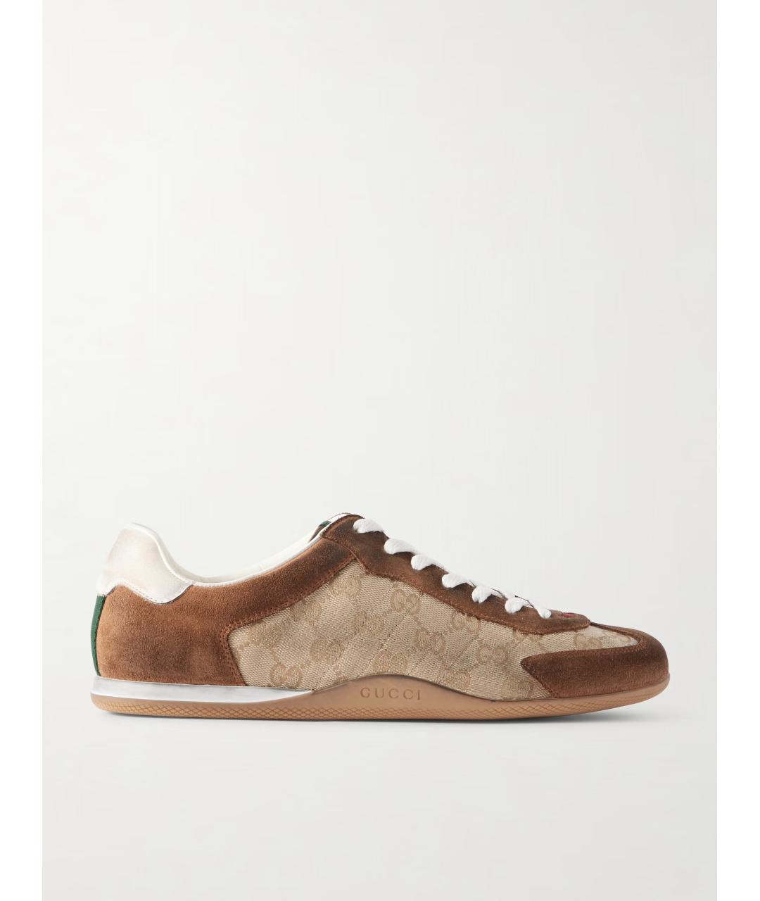 GUCCI Коричневые кожаные низкие кроссовки / кеды, фото 5