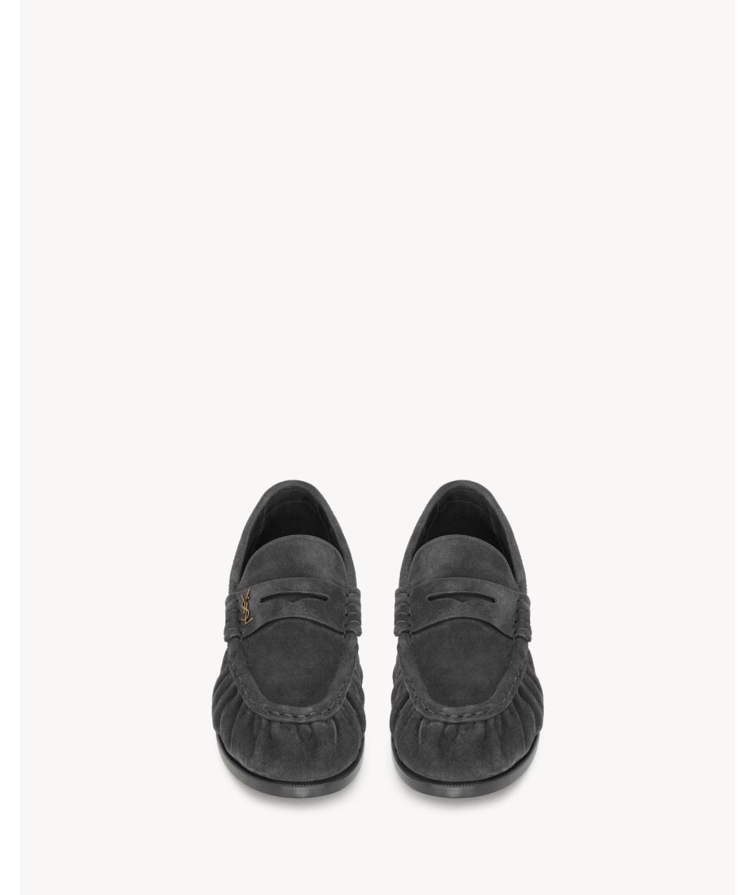 SAINT LAURENT Серые замшевые лоферы, фото 3
