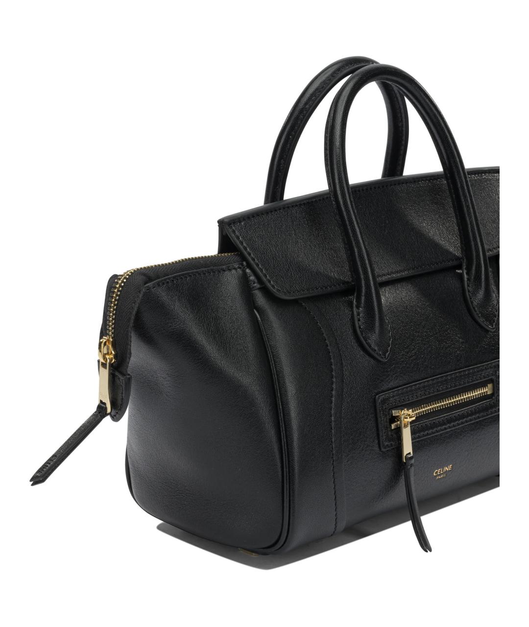 CELINE Черная кожаная сумка с короткими ручками, фото 4