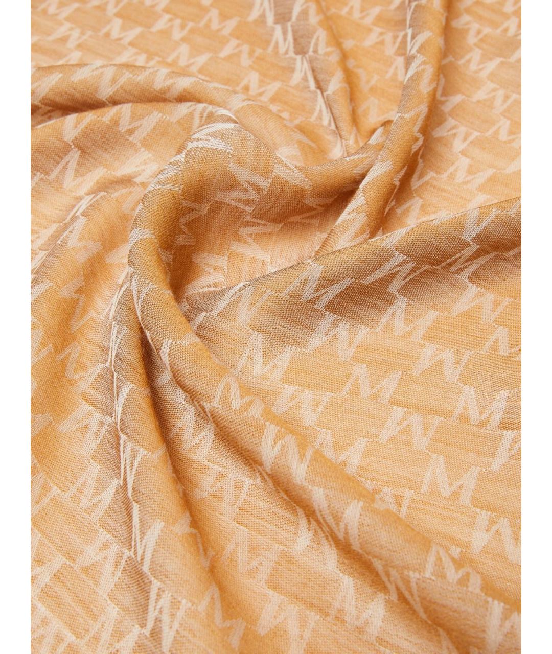 MAX MARA Коричневый хлопковый шарф, фото 3