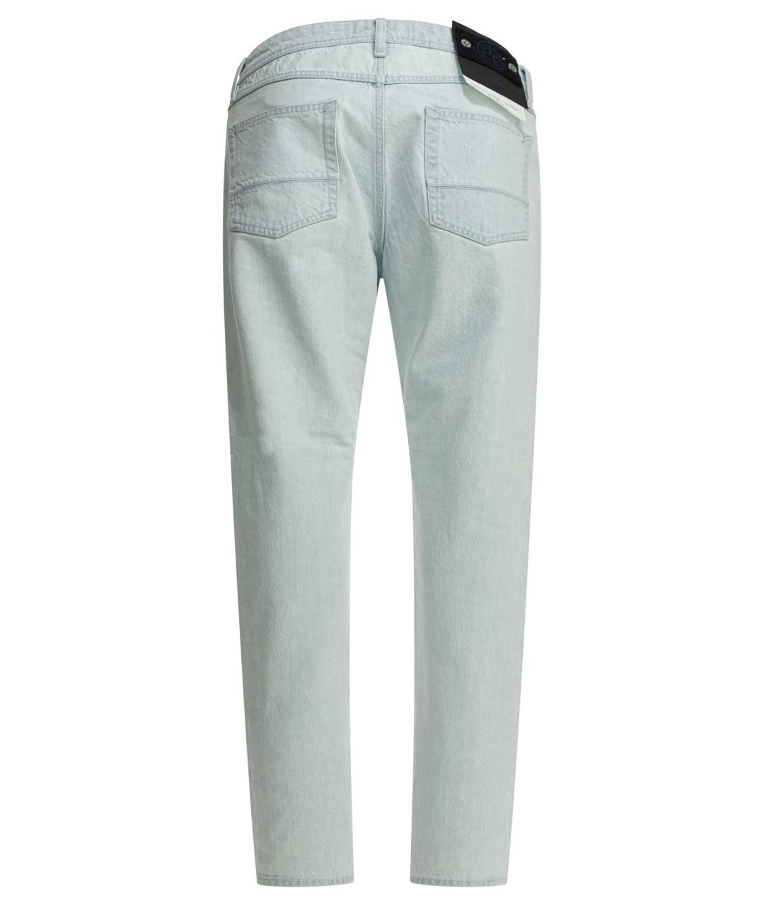 STONE ISLAND Голубые хлопковые прямые джинсы, фото 2