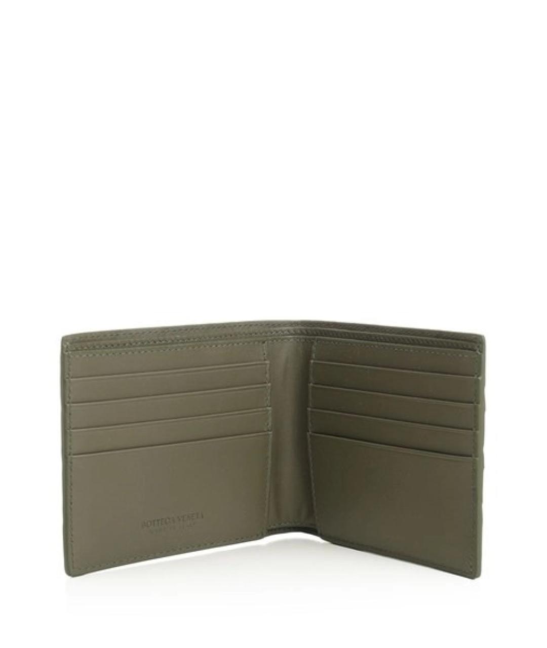 BOTTEGA VENETA Зеленый кожаный кошелек, фото 3