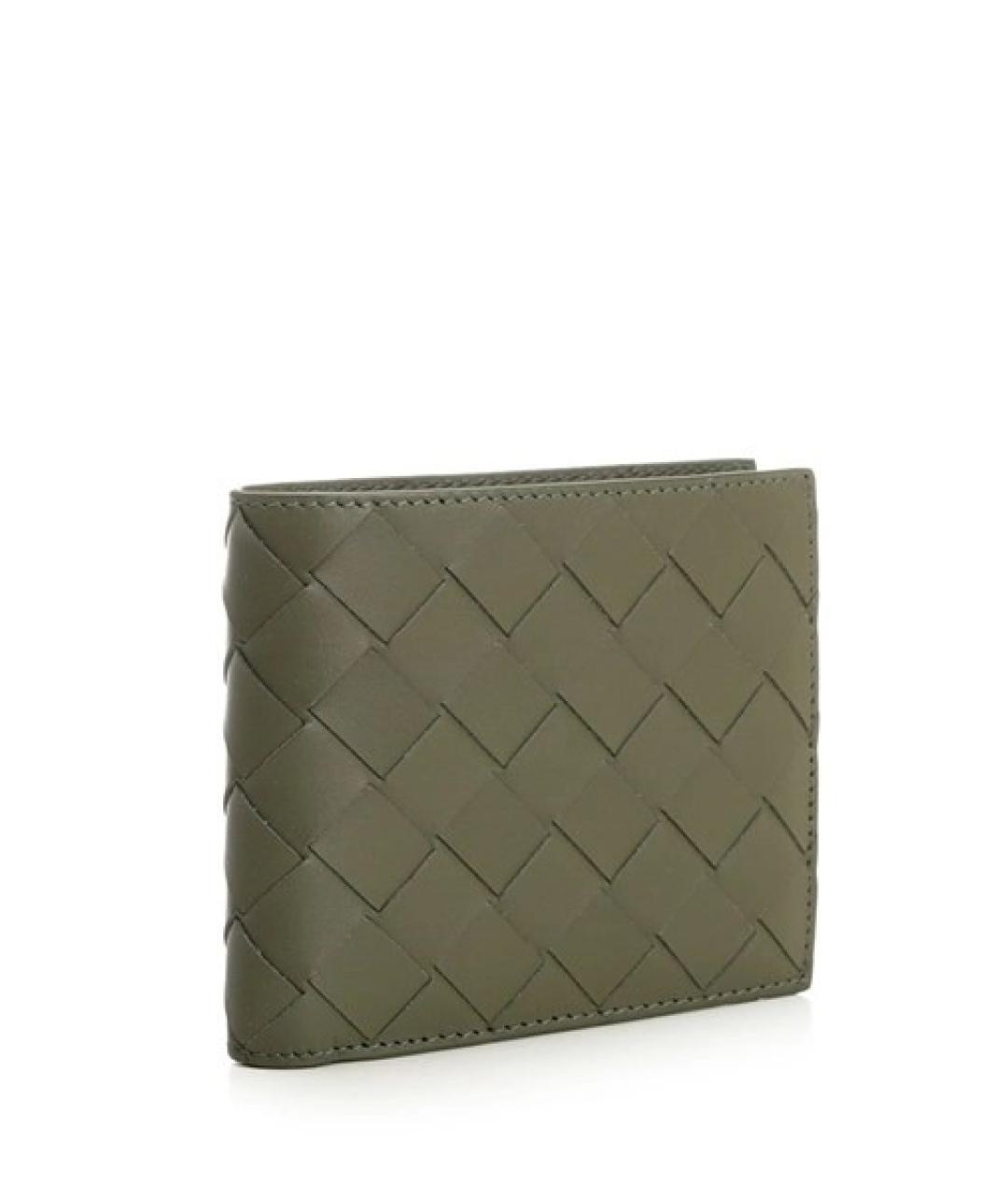 BOTTEGA VENETA Зеленый кожаный кошелек, фото 4