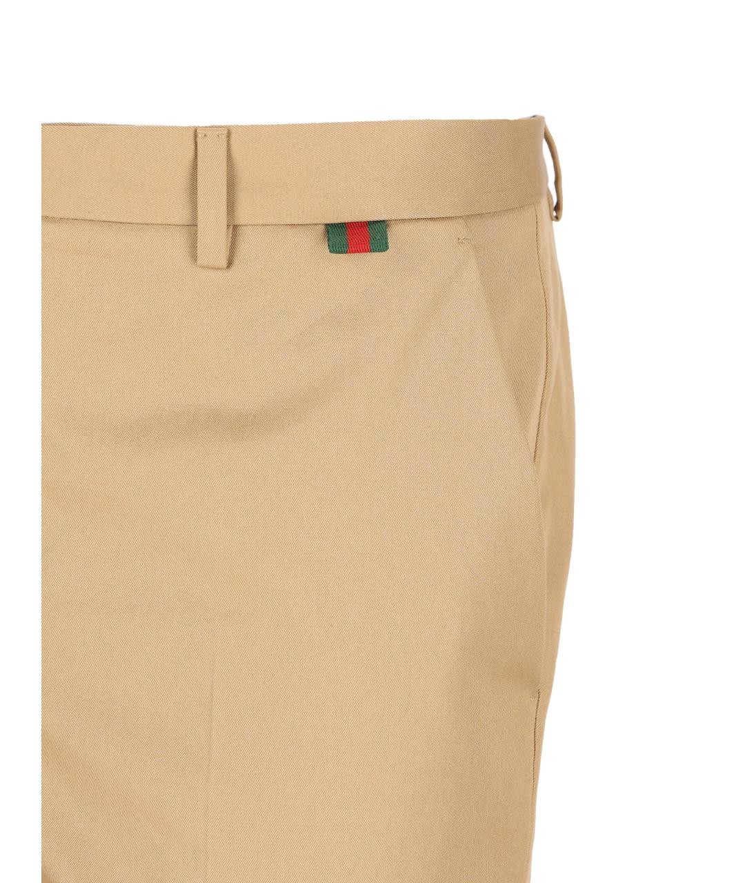 GUCCI Коричневые хлопковые повседневные брюки, фото 3