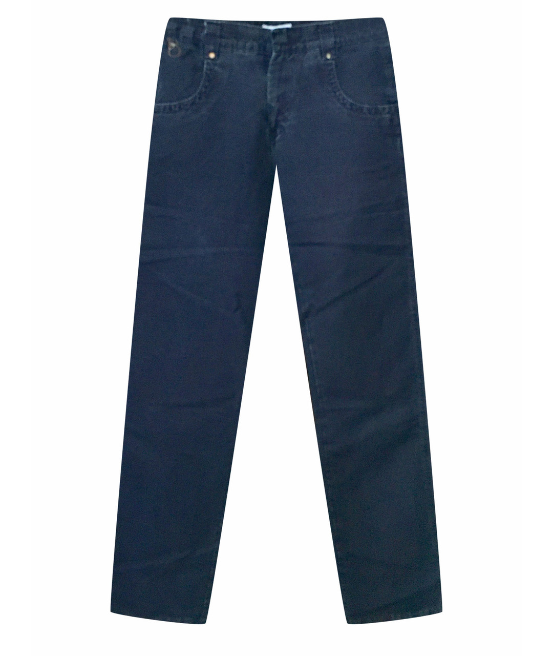 BILANCIONI Темно-синие хлопко-леновые прямые джинсы, фото 1