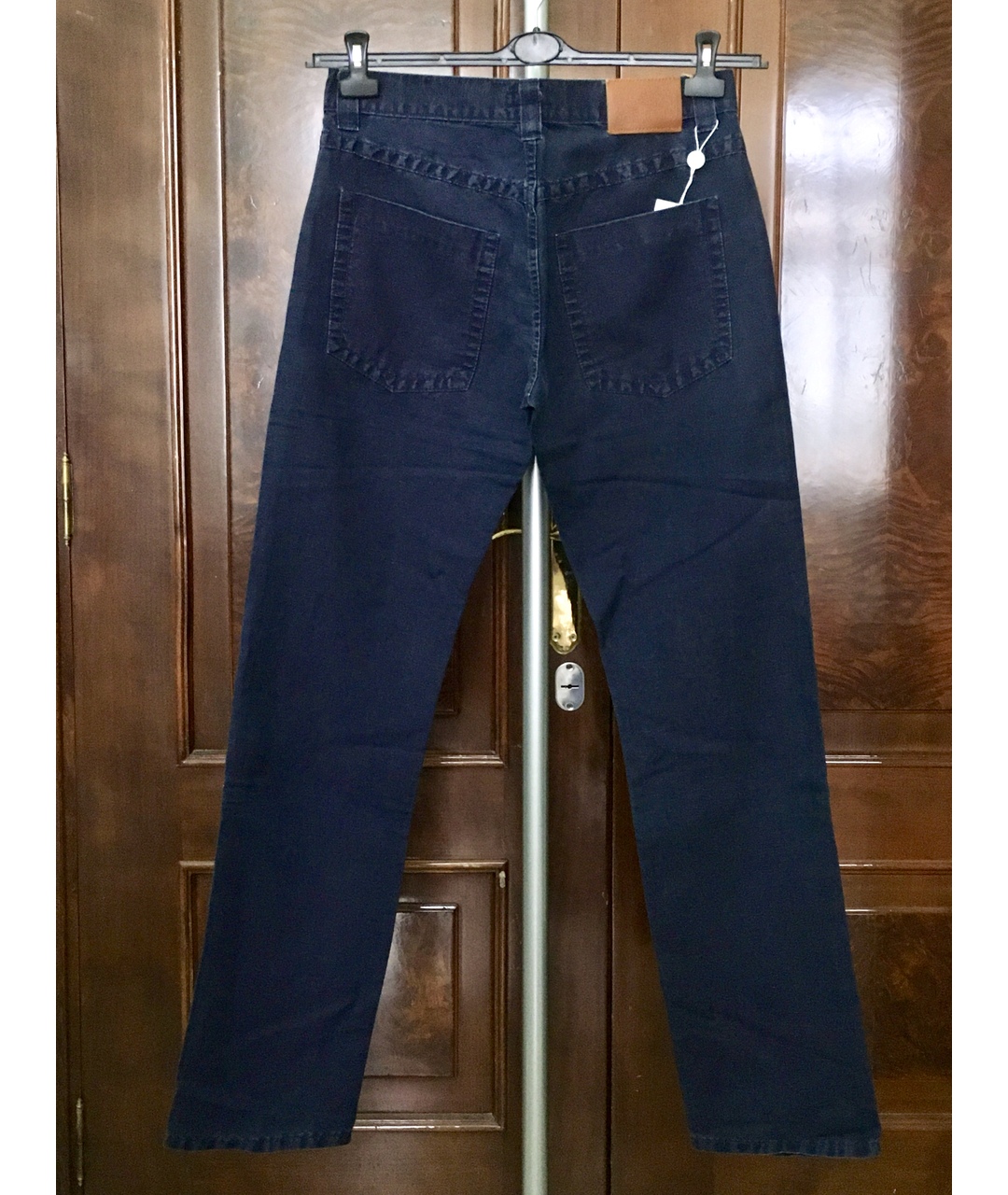 BILANCIONI Темно-синие хлопко-леновые прямые джинсы, фото 2