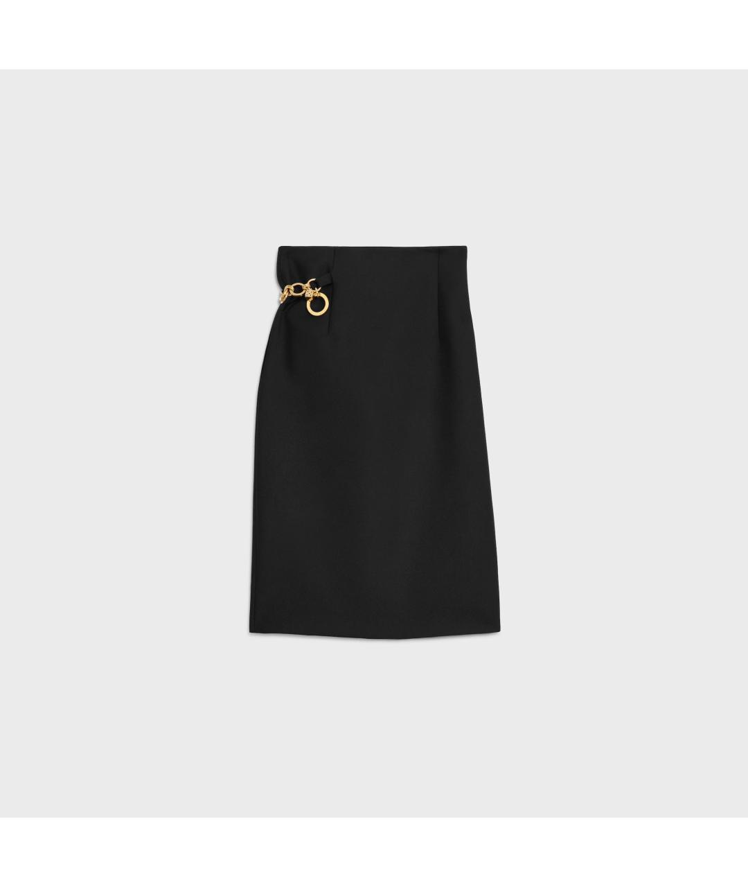 CELINE Черная шерстяная юбка миди, фото 3