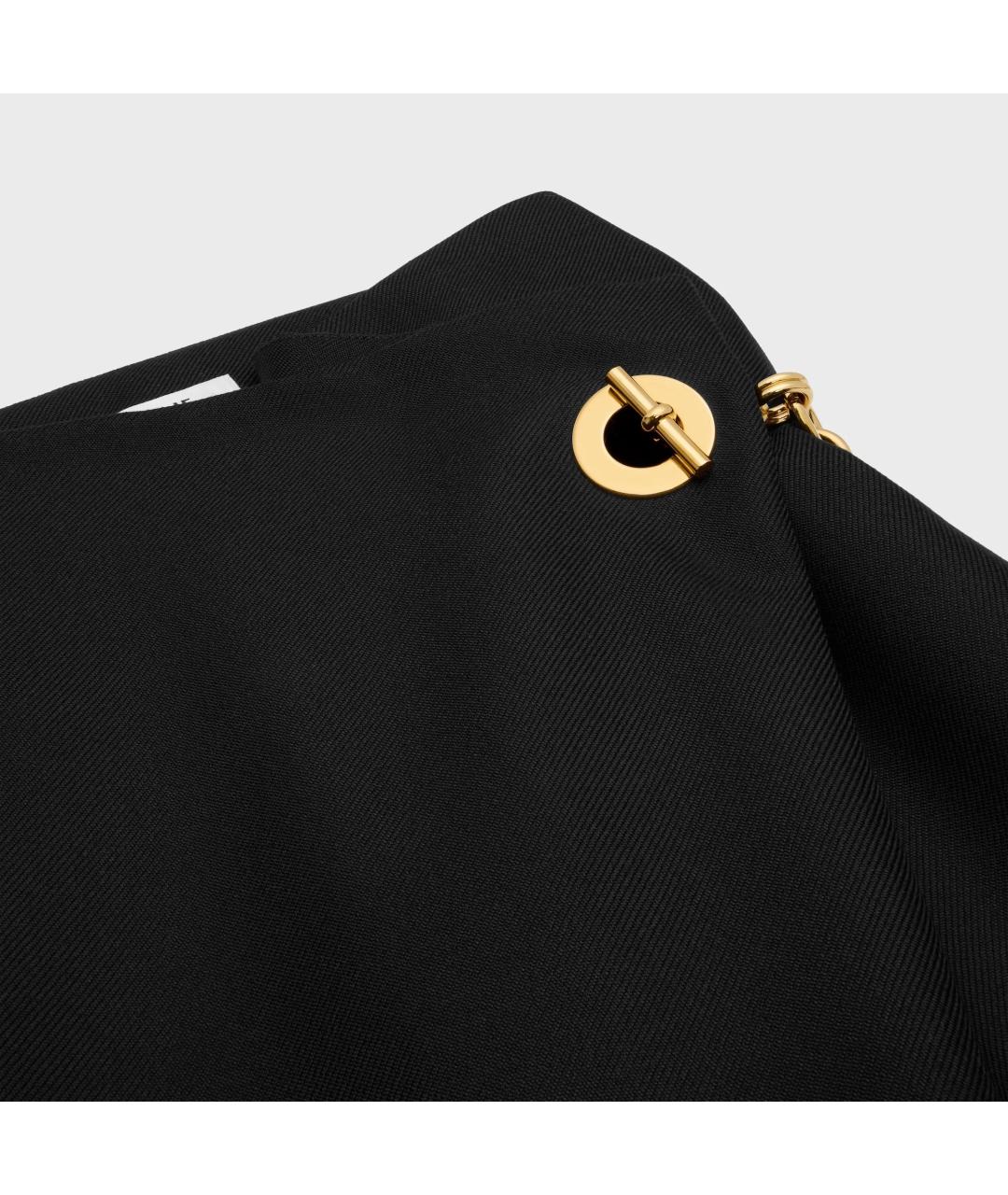 CELINE Черная шерстяная юбка миди, фото 4