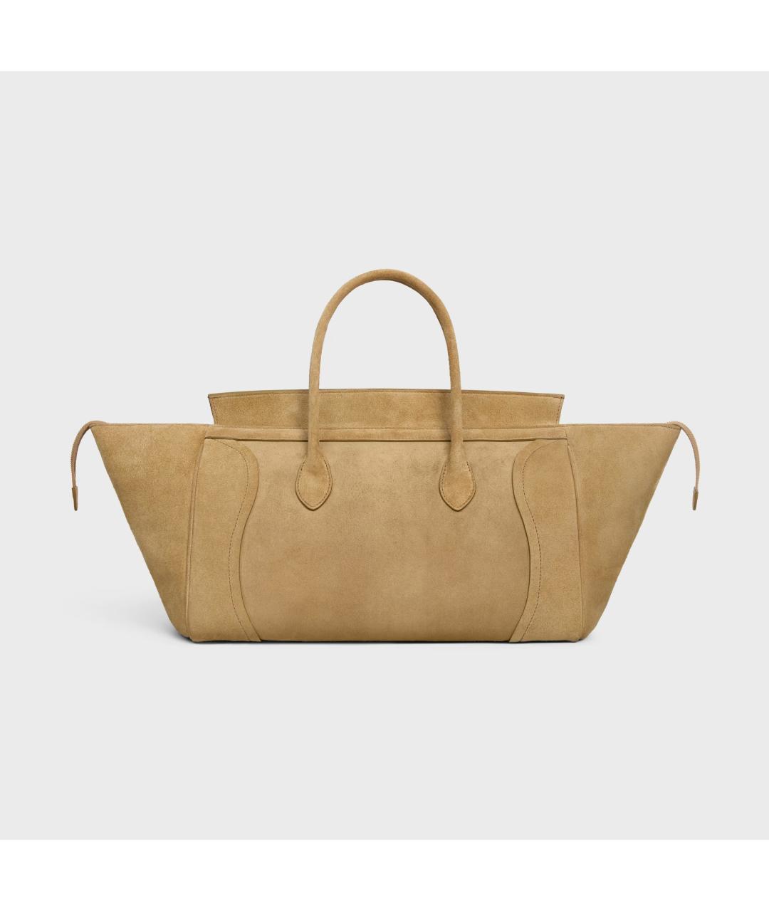 CELINE Бежевая замшевая сумка с короткими ручками, фото 4