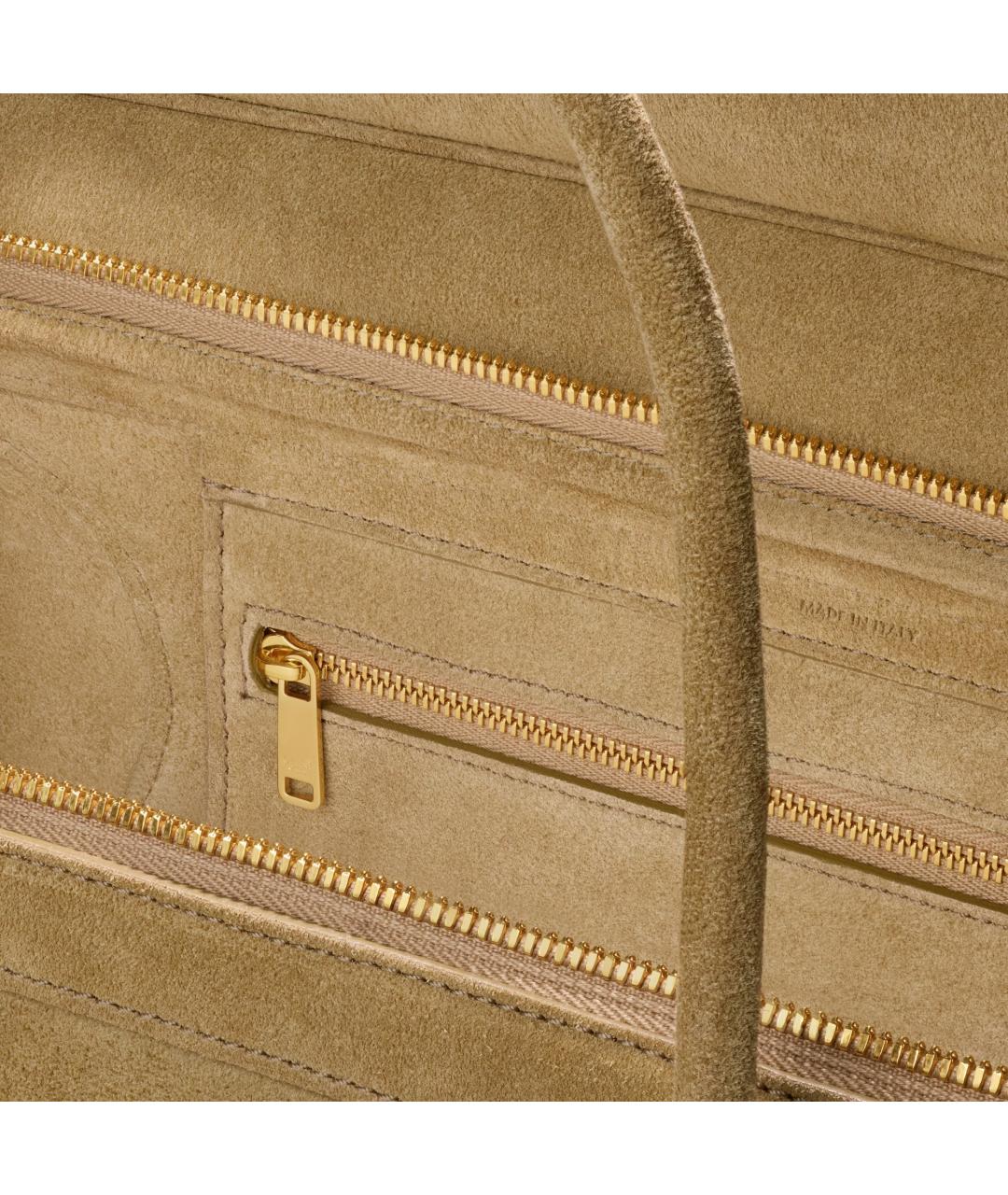 CELINE Бежевая замшевая сумка с короткими ручками, фото 3