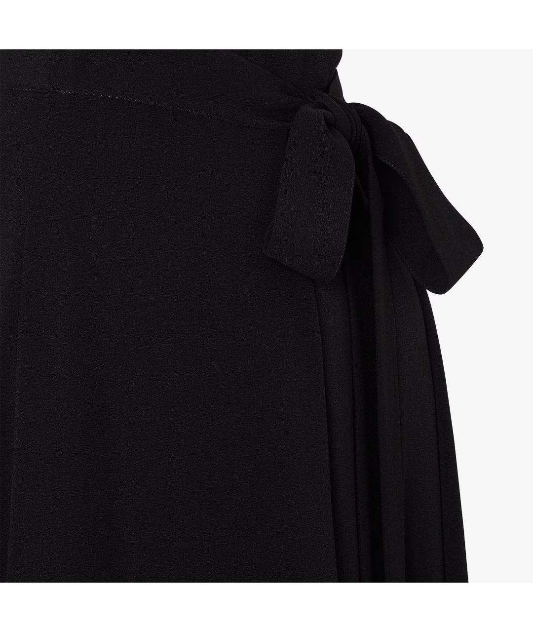 FENDI Черная шелковая юбка миди, фото 3