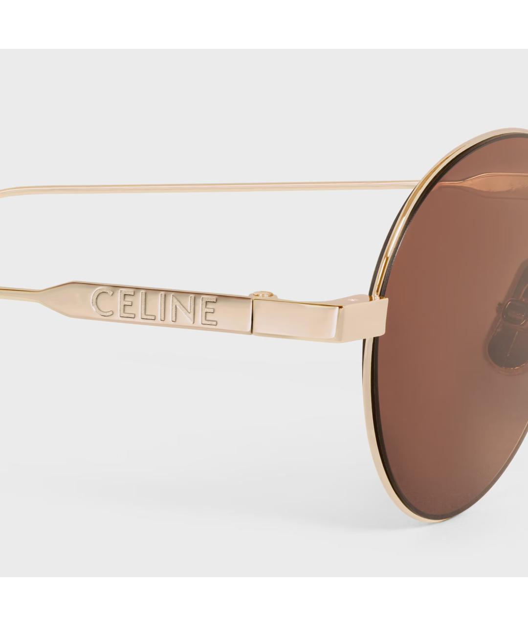 CELINE Золотые металлические солнцезащитные очки, фото 4